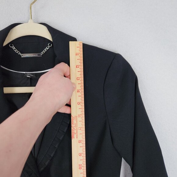 WHBM Jacket Womens 00 Black Ruffle Peplum Blazer Two Button Classic Business - Picture 5 of 11